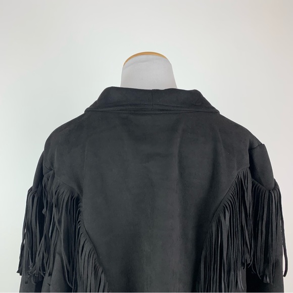 Shein Curve Black Fringe Faux Suede Jacket 4X - Picture 10 of 13